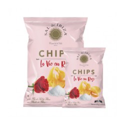Patatas Chips La Vie en Rose y flor de sal de Ibiza 125gr. Sal de Ibiza. 12 Unidades