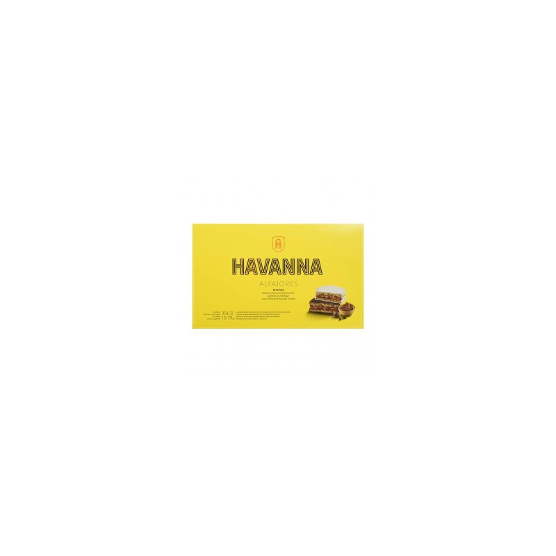 Alfajores mixtos (paquete de 6) 306gr. Havanna. 12 Unidades