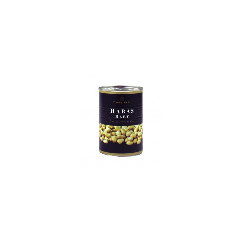 Habas baby fritas en aceite oliva 420gr. Torre Real. 12 Unidades