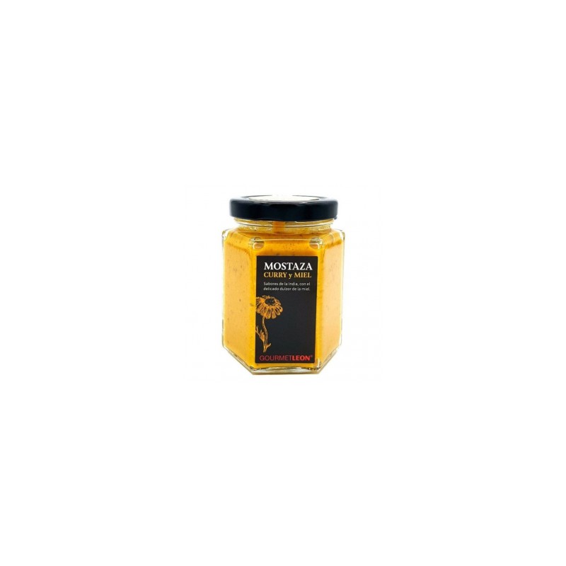 Mostaza con curry y miel 160ml. Gourmet Leon. 12 Unidades