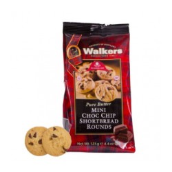 Shortbreads Rounds de Mantequilla con trozos de Chocolate Mini 125gr. Walkers. 12 Unidades